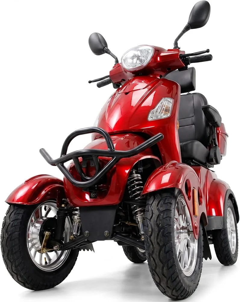 Heavy Duty Mobility Scooters for Seniors and Adults, All-Terrain 4-Wheel Powered Mobility Cart Handicap Electric Scooters, 500lbs Capacity, 800W Motor (Red)